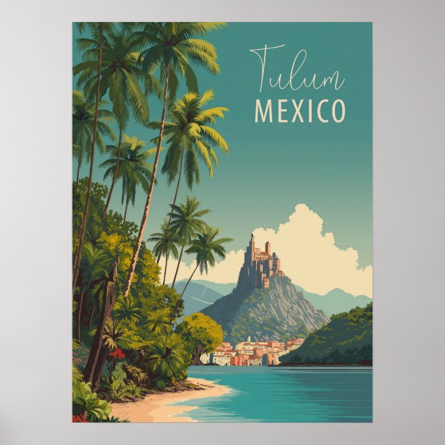 Vintage Tulum Mexico Travel Poster (Framsidan)