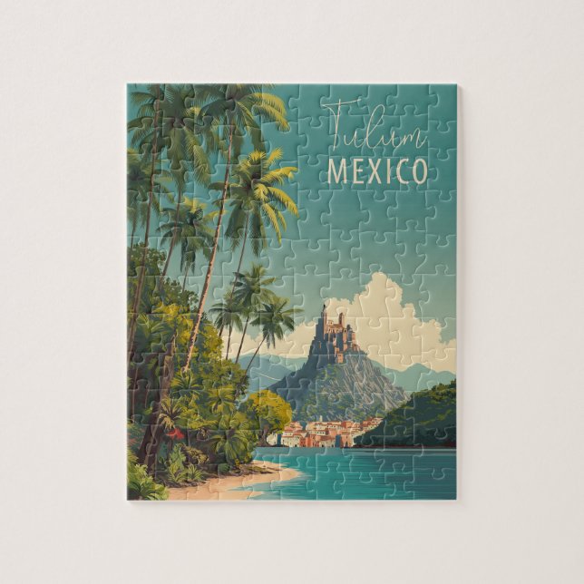 Vintage Tulum Mexico Travel Pussel (Vertikal)