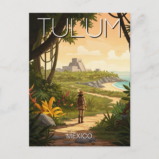Vintage Tulum Mexico Travel Vykort (Framsida)