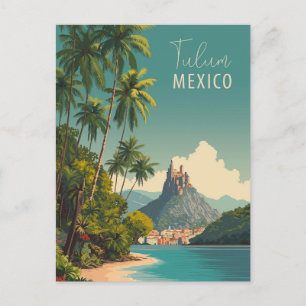 Vintage Tulum Mexico Travel Vykort