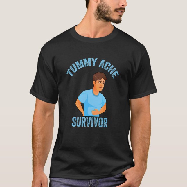 Vintage Tummy Ache överlevare 10 T Shirt (Framsida)