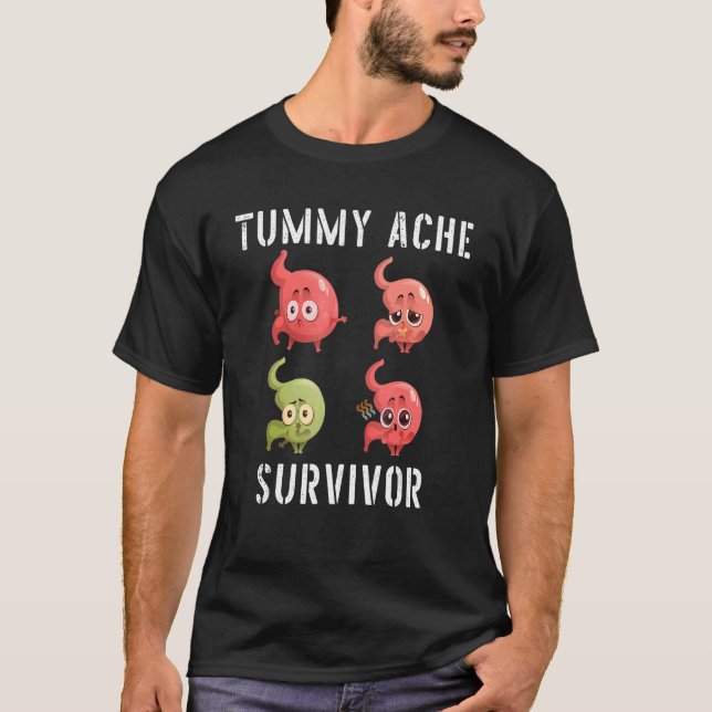 Vintage Tummy Ache Survivor T Shirt (Framsida)