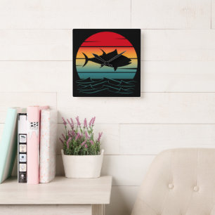 Vintage Tuna Fish Fyrkantig Klocka