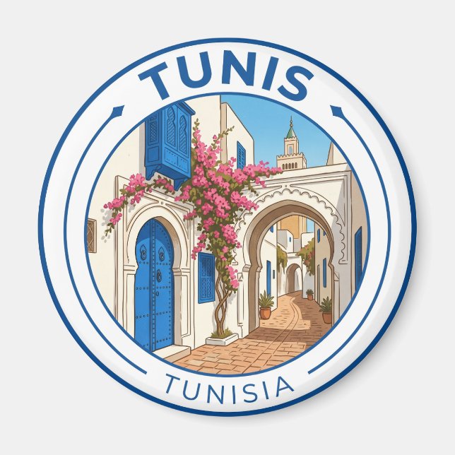 Vintage Tunis Tunisien Magnet (Framsidan)