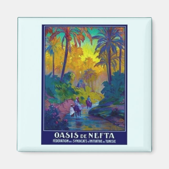 Vintage Tunisien Oasis Magnet (Framsidan)