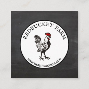 Vintage Tupp Emblem Land Farm Affärskort Fyrkantigt Visitkort