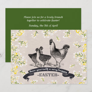 Vintage Tupp & Hens Påsk Brunch Inbjudningar