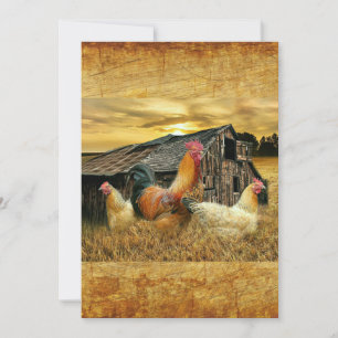 Vintage Tupp Hens Rustic Barn Coop Inbjudningar