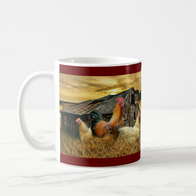 Vintage Tupp Hens Rustic Barn Coop Kaffemugg (Vänster)