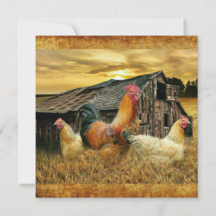 Vintage Tupp Hens Rustic Barn Coop Kort