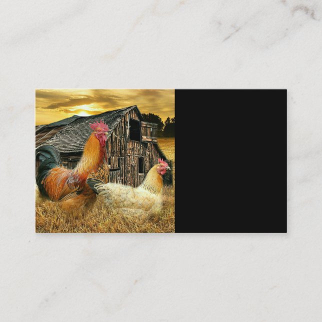 Vintage Tupp Hens Rustic Barn Coop Visitkort (Framsida)