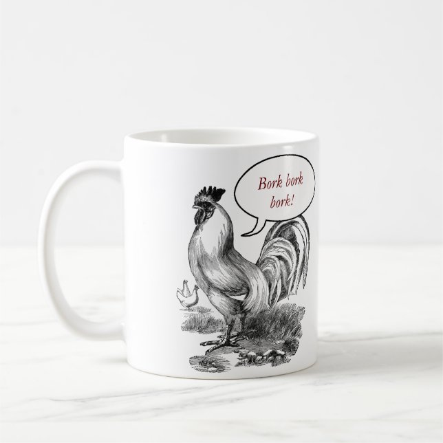 Vintage tupp illustration kaffemugg (Vänster)