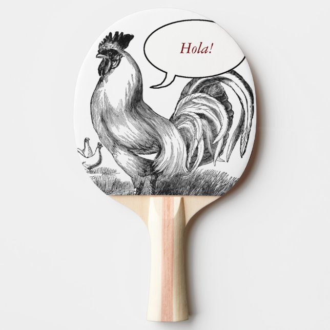 Vintage tupp illustration pingisracket (Framsidan)