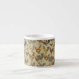 Vintage Tupp Kycklingmönster: Farmhouse Art Espressomugg