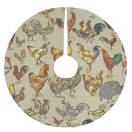 Vintage Tupp Kycklingmönster: Farmhouse Art Julgransmatta Borstad Polyester