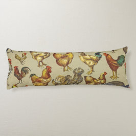 Vintage Tupp Kycklingmönster: Farmhouse Art Kroppskudde