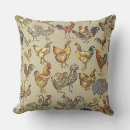 Vintage Tupp Kycklingmönster: Farmhouse Art Kudde
