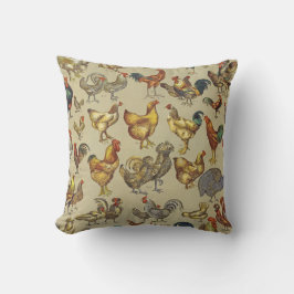 Vintage Tupp Kycklingmönster: Farmhouse Art Kudde