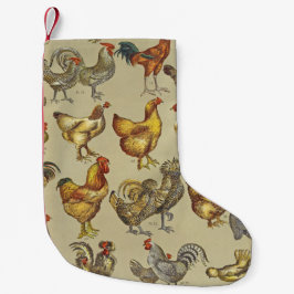 Vintage Tupp Kycklingmönster: Farmhouse Art Liten Julstrumpa
