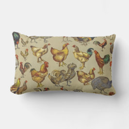 Vintage Tupp Kycklingmönster: Farmhouse Art Lumbarkudde