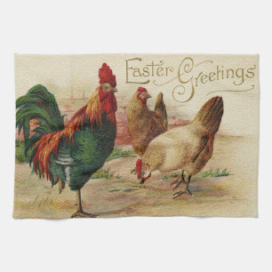 Vintage Tupp och Chickens Påsk Kökshandduk