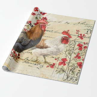 Vintage Tupp och Hen Ephemera Decoupage Presentpapper