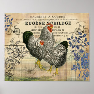 Vintage Tupp och Hen Ephemera Poster