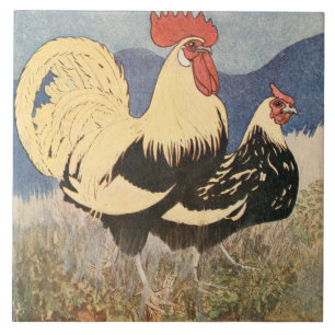 Vintage Tupp och höna Kakelplatta