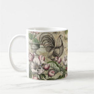 Vintage Tupp Trädgårdskollage Konst: Fransk Landsb Kaffemugg
