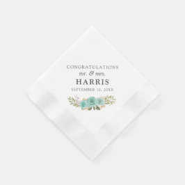 Vintage Turcoise Rustic Wood Blommigt Ro Bröllop Pappersservett