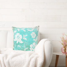 Vintage Turcoise White Flowers