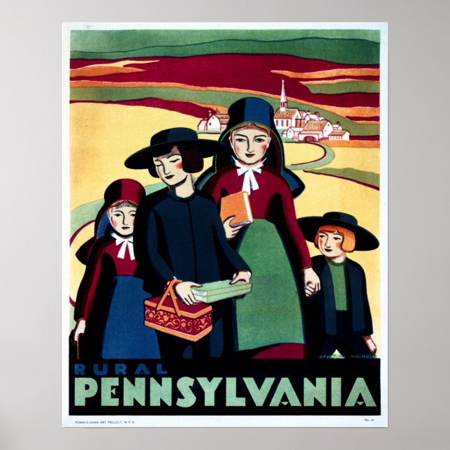 VINTAGE Turismreklam WPA för  LANRAL PENNSYLVANIA Poster (Framsidan)