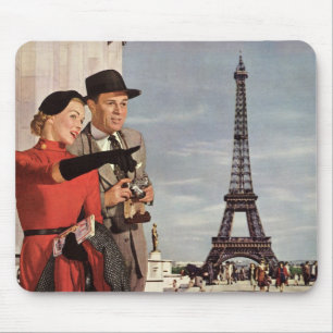 Vintage Turister som reser i Paris Eiffel Torn Musmatta