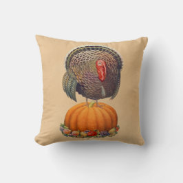 Vintage Turkey Pumpkin Thanksgiving Kudde