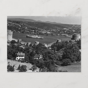 Vintage Turkiet, fästning vid Istanbul Bosporen Vykort