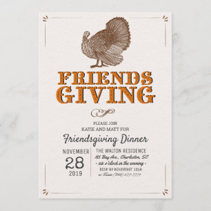 Vintage Turkiet Friendsgiving Middagsinbjudan Inbjudningar