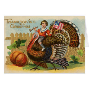 Vintage Turkiet-hälsningskort för Thanksgiving Hälsningskort