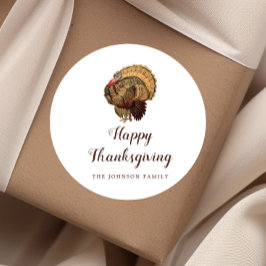 Vintage Turkiet Happy thanksgiving Runt Klistermärke
