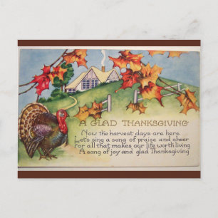 Vintage Turkiet Höst löv och Thanksgiving i hemmet Vykort