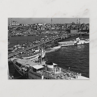 Vintage Turkiet Istanbul Galata hamn Vykort