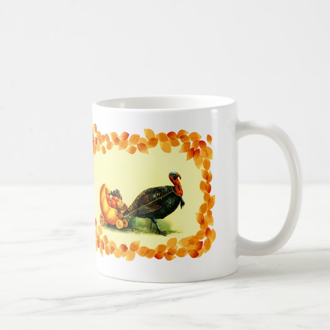 Vintage Turkiet och Pumpkin Thanksgiving Gift Kaffemugg (Höger)