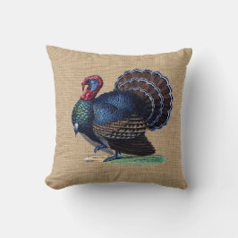 Vintage Turkiet på fauxBurlap kudder Kudde