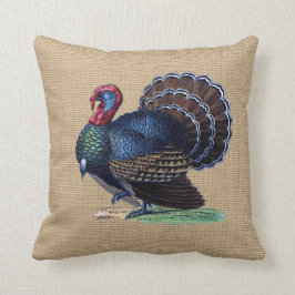 Vintage Turkiet på fauxBurlap kudder Kudde