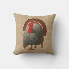 Vintage Turkiet Pillow på Faux Burlap Kudde