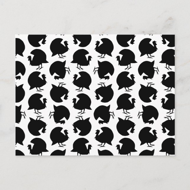 Vintage Turkiet Silhouettes Mönster Thanksgiving Vykort (Framsida)