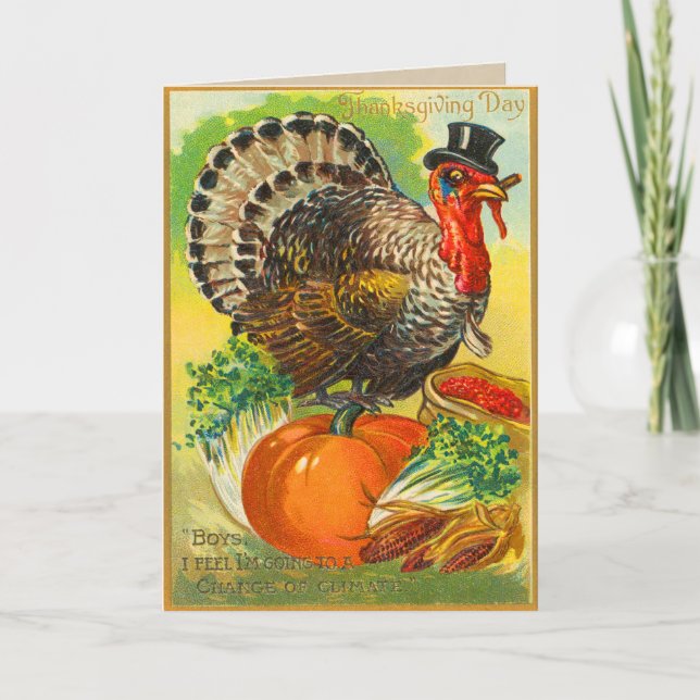 Vintage Turkiet Thanksgiving Card Helgkort (Framsida)