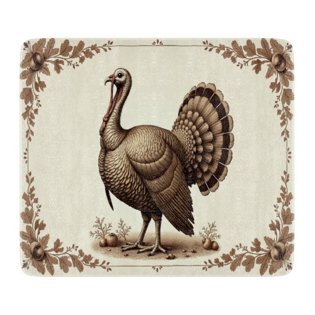 Vintage Turkiet Thanksgiving Glasskärning (Framsidan)