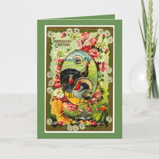 Vintage Turkiet Thanksgiving Hälsning Helgkort (Framsida)