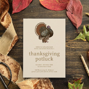 Vintage Turkiet Thanksgiving Oturinbjudan Inbjudningar