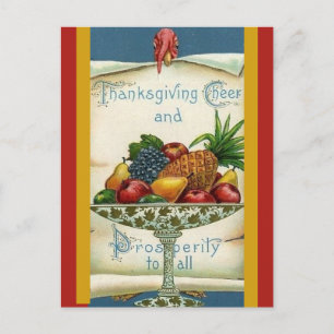 Vintage Turkiet Välstånd Hälsning Thanksgiving Vykort